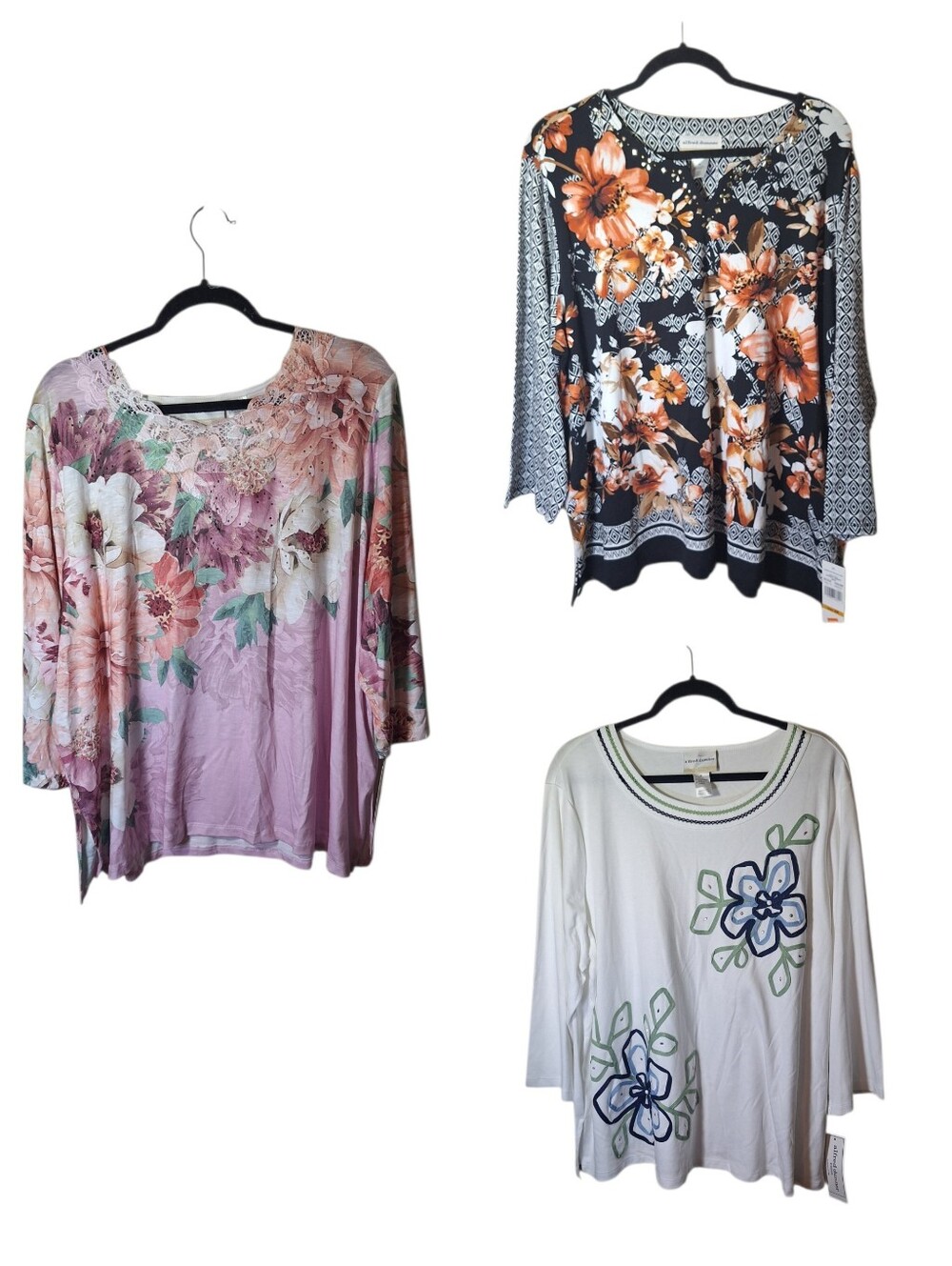Alfred Dunner Floral Embellished Top Bundle Sz 3X NWT